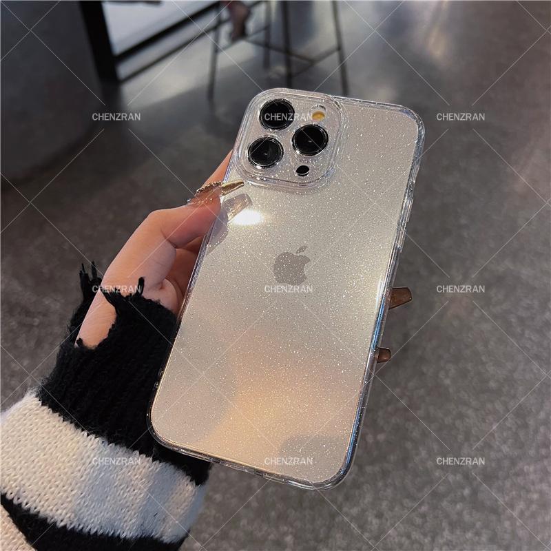Simple transparent glitter silicone anti-fall mobile phone case