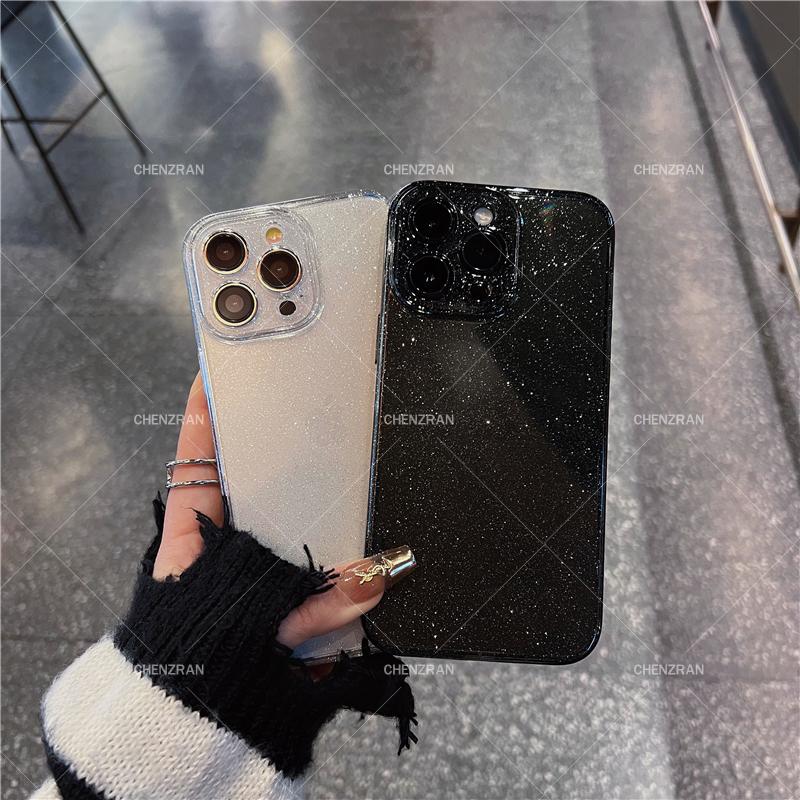 Simple transparent glitter silicone anti-fall mobile phone case