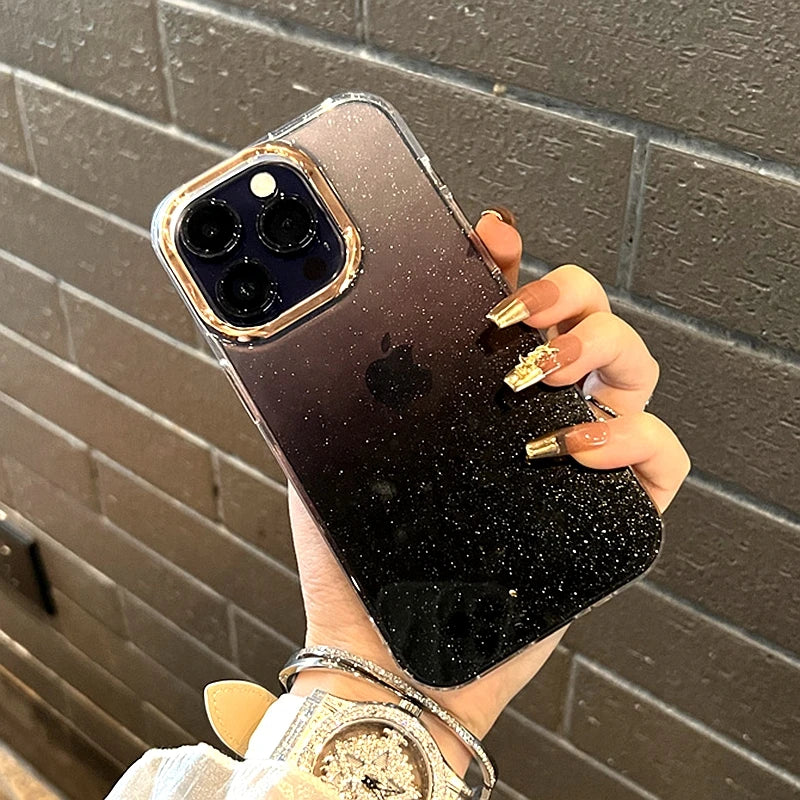 Luxury Gradient Color Glitter Bing Phone Case Transparent Acrylic