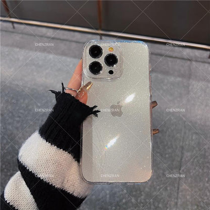 Simple transparent glitter silicone anti-fall mobile phone case