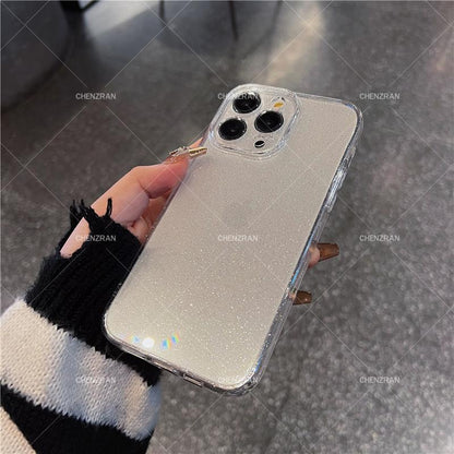 Simple transparent glitter silicone anti-fall mobile phone case