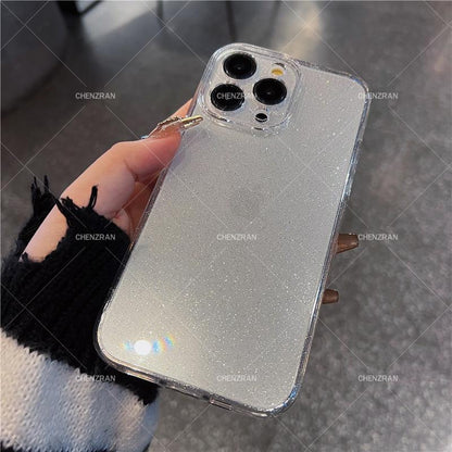 Simple transparent glitter silicone anti-fall mobile phone case