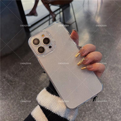 Simple transparent glitter silicone anti-fall mobile phone case