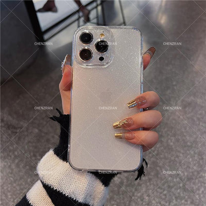 Simple transparent glitter silicone anti-fall mobile phone case