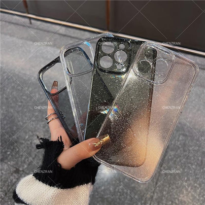 Simple transparent glitter silicone anti-fall mobile phone case