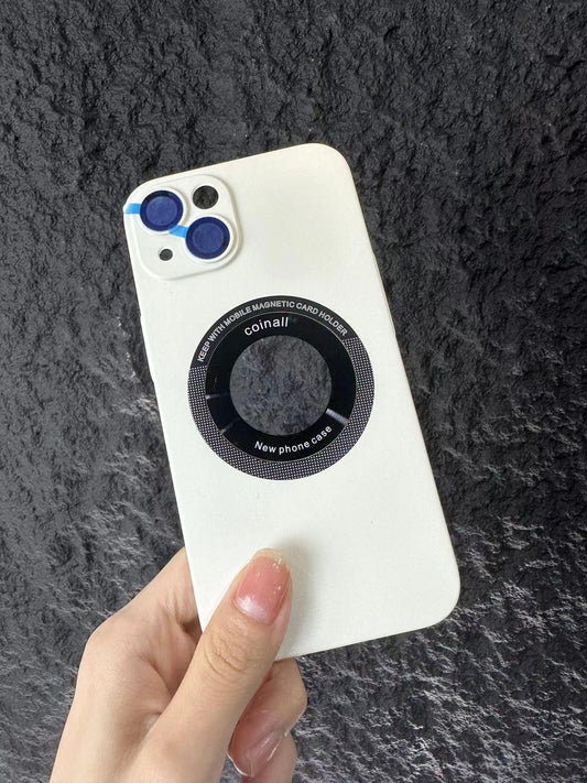 Magnetic wireless charging mobile phone case with lens film