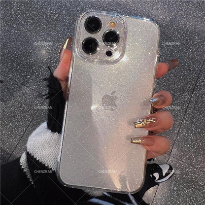 Simple transparent glitter silicone anti-fall mobile phone case