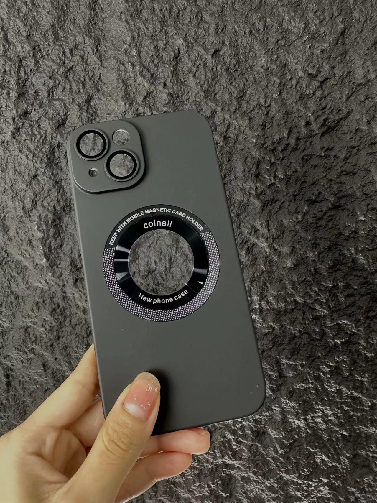 Magnetic wireless charging mobile phone case with lens film