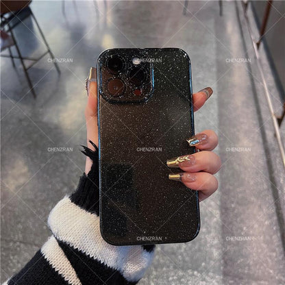 Simple transparent glitter silicone anti-fall mobile phone case