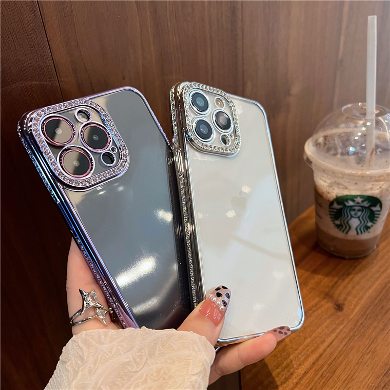 Transparent electroplated light luxury rhinos soft phone case