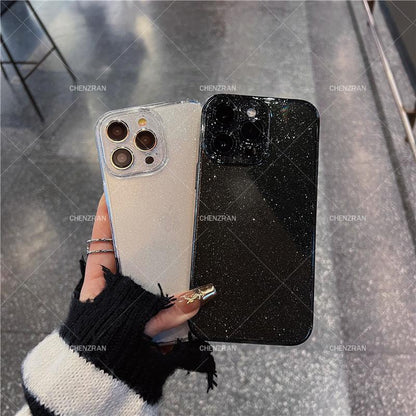 Simple transparent glitter silicone anti-fall mobile phone case