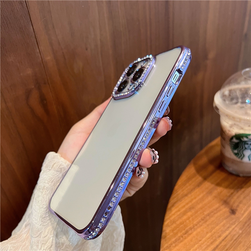 Transparent electroplated light luxury rhinos soft phone case