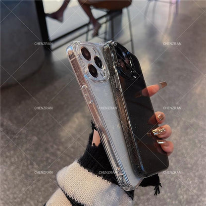 Simple transparent glitter silicone anti-fall mobile phone case