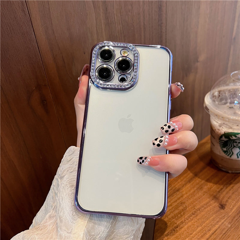 Transparent electroplated light luxury rhinos soft phone case