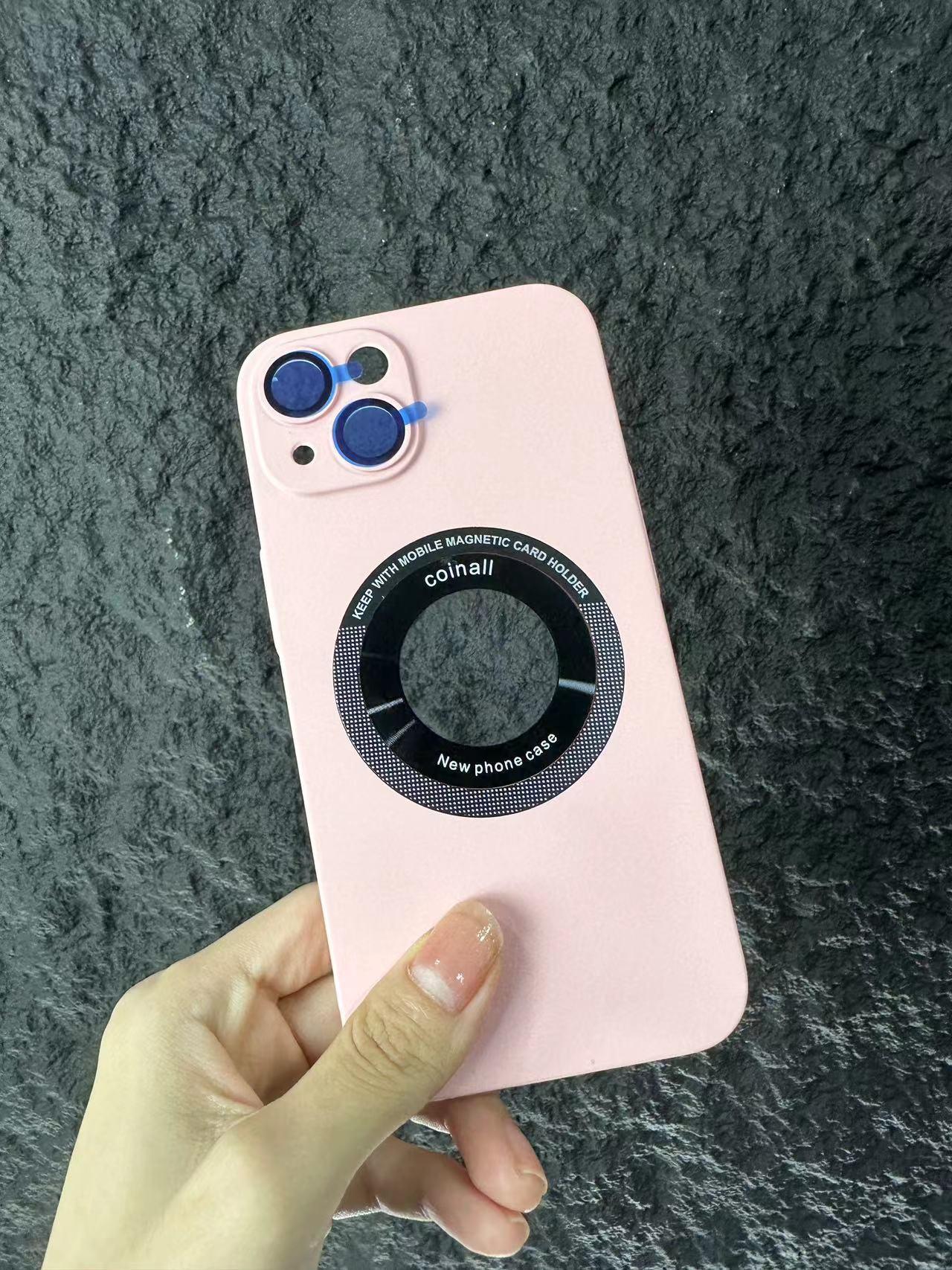 Magnetic wireless charging mobile phone case with lens film