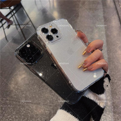 Simple transparent glitter silicone anti-fall mobile phone case
