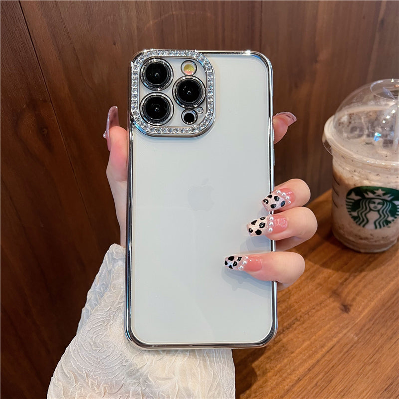 Transparent electroplated light luxury rhinos soft phone case