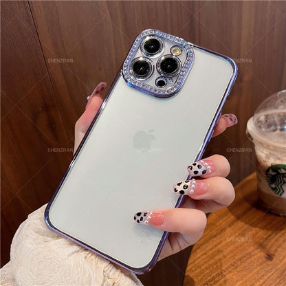 Transparent electroplated light luxury rhinos soft phone case