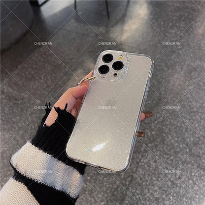 Simple transparent glitter silicone anti-fall mobile phone case
