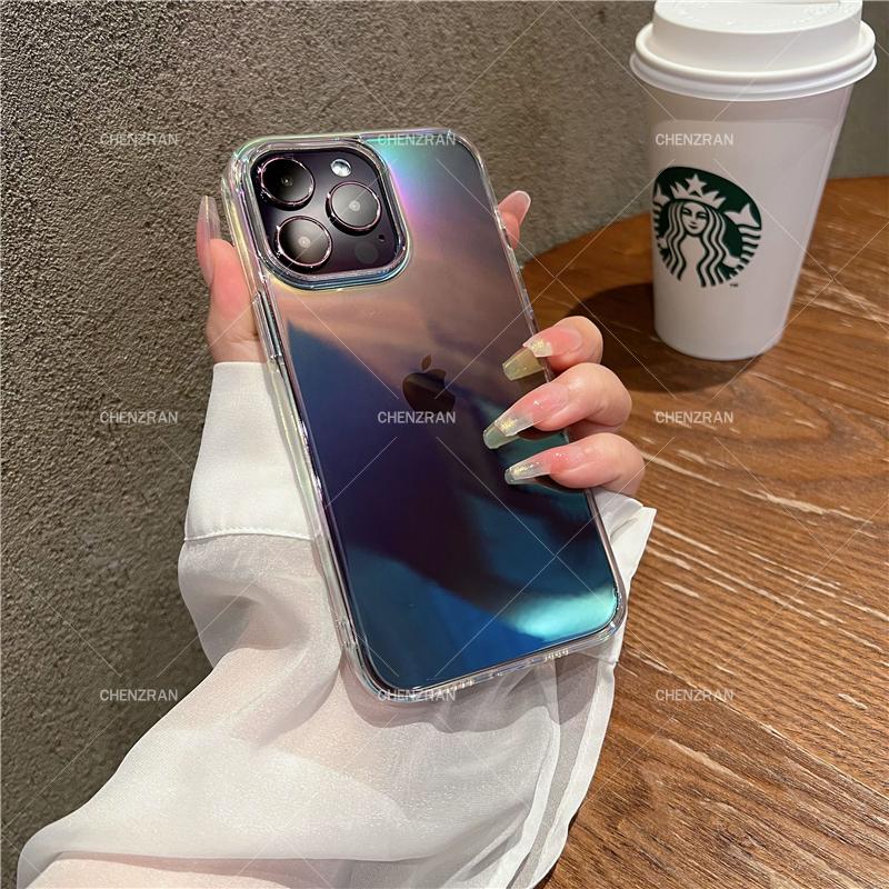 Transparent laser color hard phone case