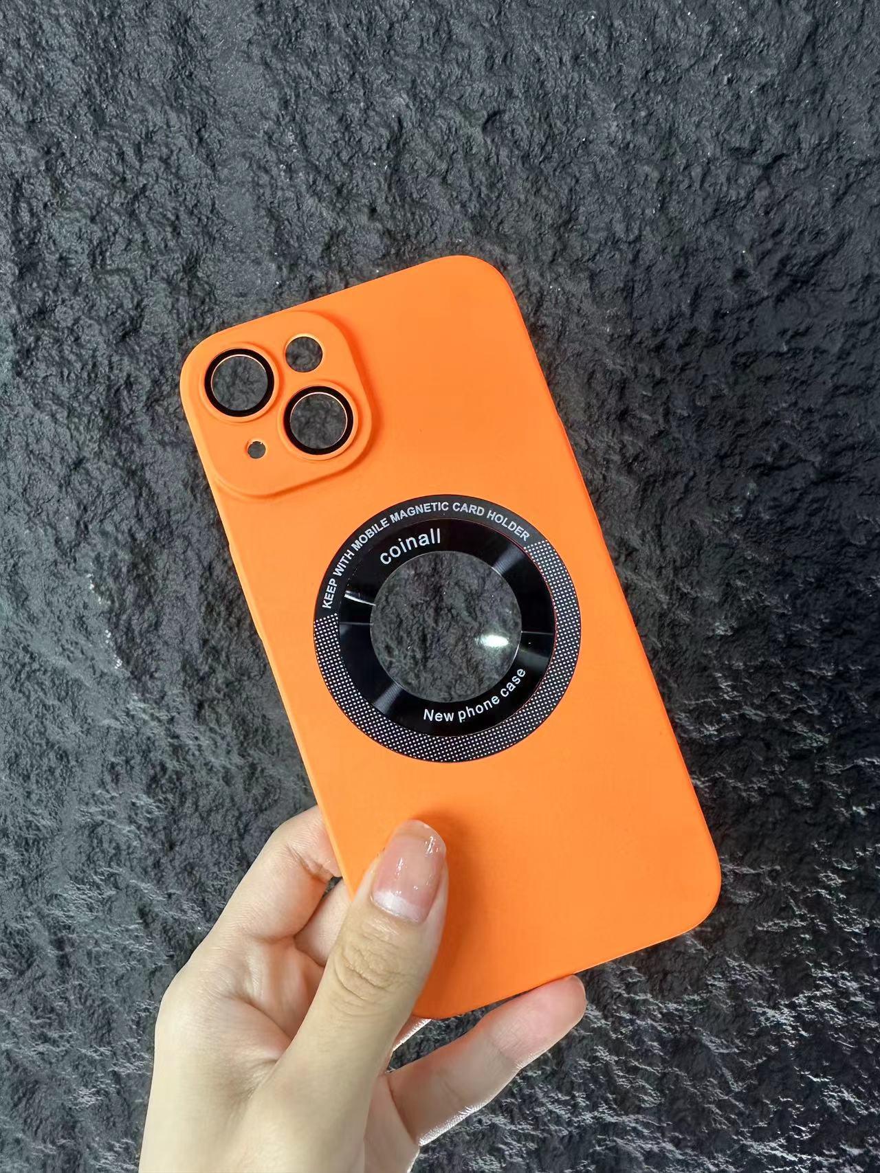 Magnetic wireless charging mobile phone case with lens film