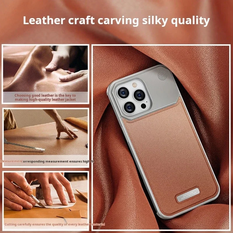 Luxury Leather Metal Phone Case Magnetic For Iphone