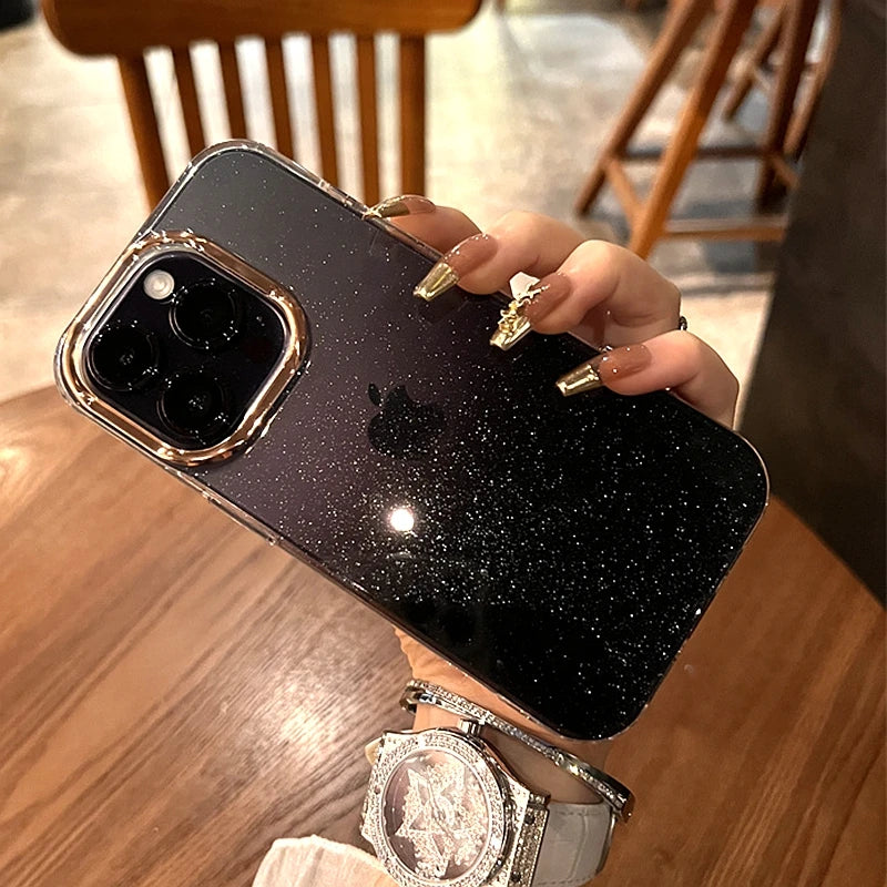 Luxury Gradient Color Glitter Bing Phone Case Transparent Acrylic