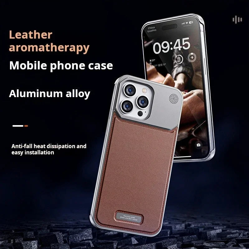 Luxury Leather Metal Phone Case Magnetic For Iphone