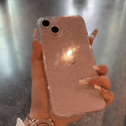 Simple transparent glitter silicone anti-fall mobile phone case